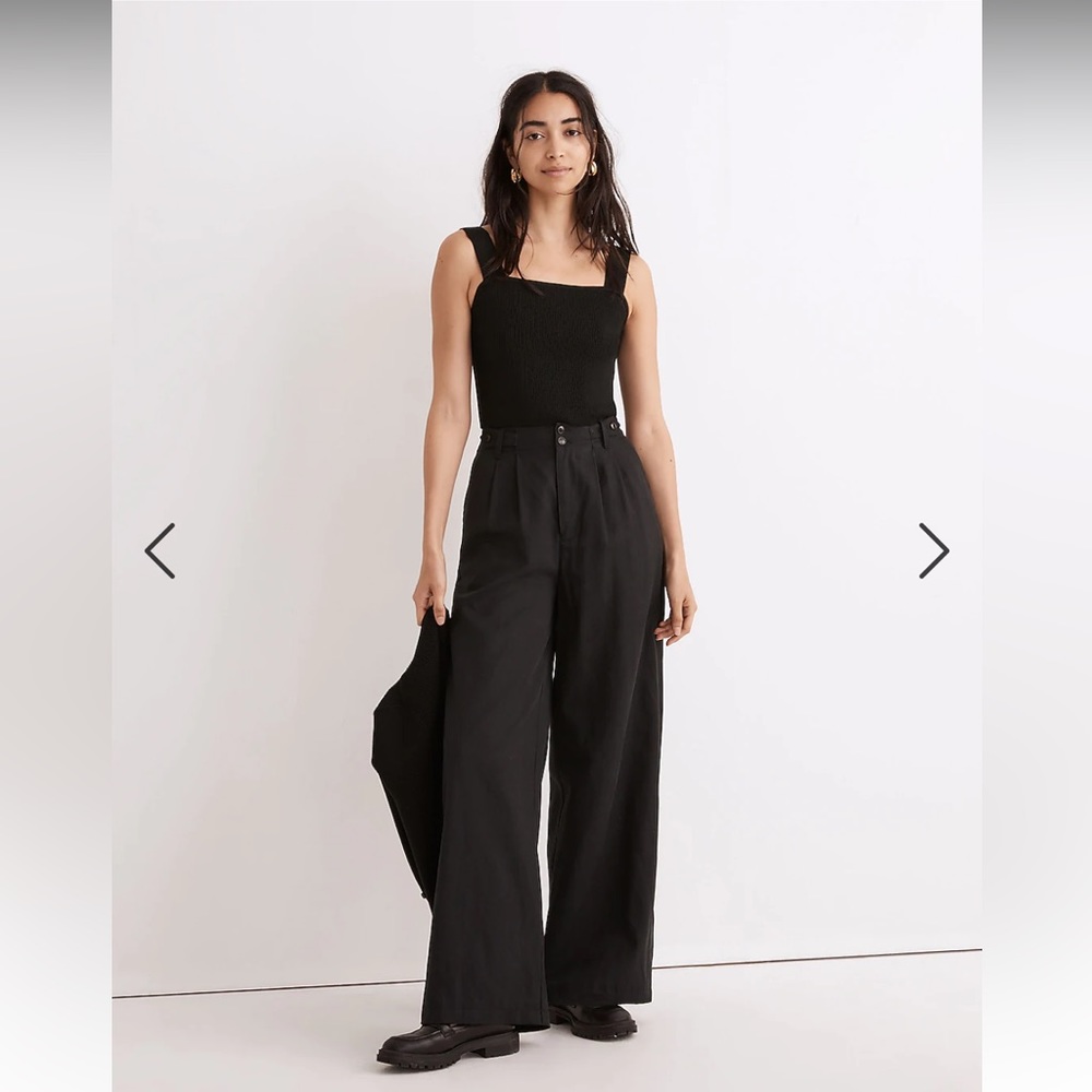 Madewell The Petite Harlow Wide Leg Pant in True Black Size 0